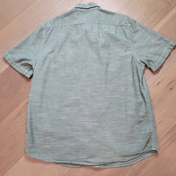 EUC Woolrich Shirt Men's sz Large Green Atlas Chambray Short Sleeve Button Up - Picture 3 of 7